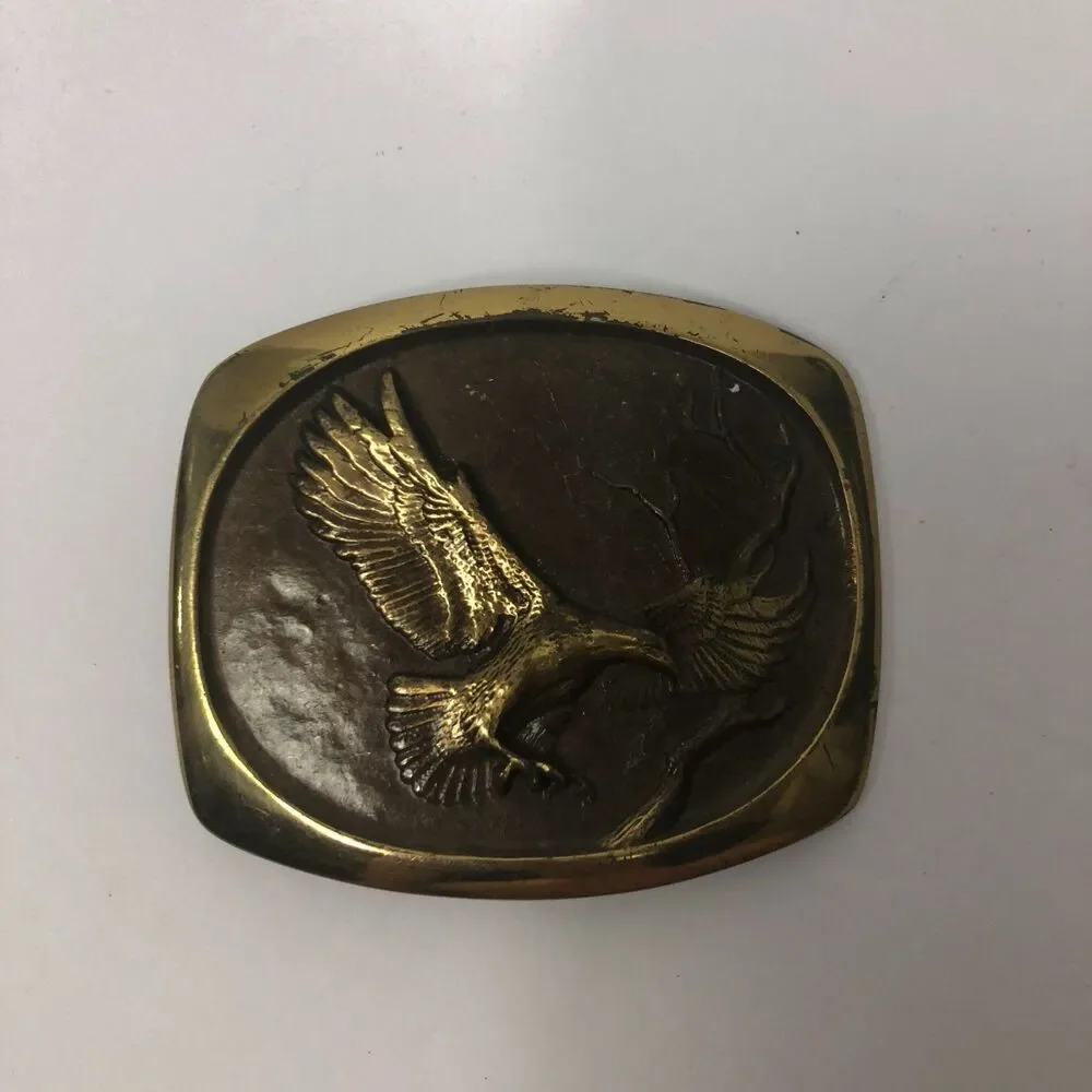 Vintage 1984 Sculptured by STEVEN L KNIGHT Solid Bronze Belt Buckle EAGLE